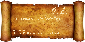 Illikman Lóránt névjegykártya